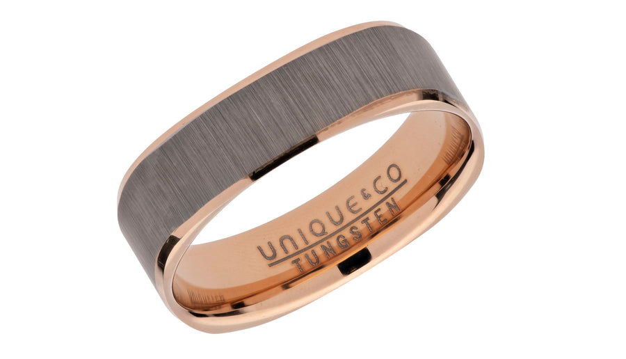 Unique and Co Tungsten Carbide Ring with Rose IP plating TUR-94-60