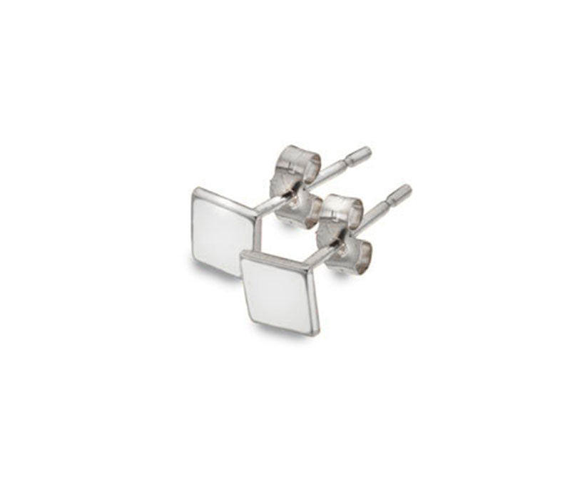 9ct White Gold Curteis collection 45 - Square stud Earrings