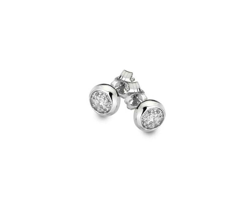 9ct White Gold 6.5mm Diamond Cluster Centre Stone 0.302ct Stud Earrings