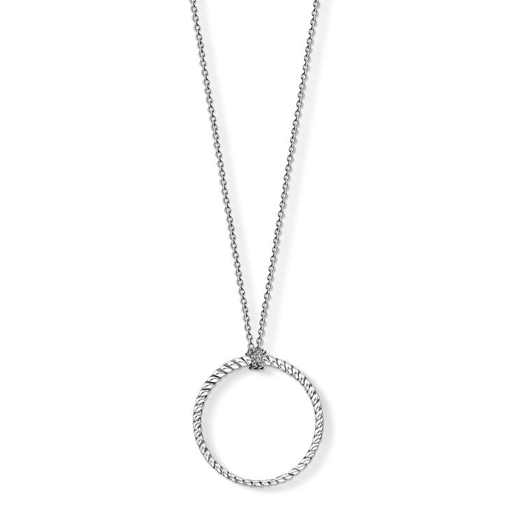 Thomas Sabo Charm Necklace 925 Sterling Silver Blackened Silver Colour 90cm
