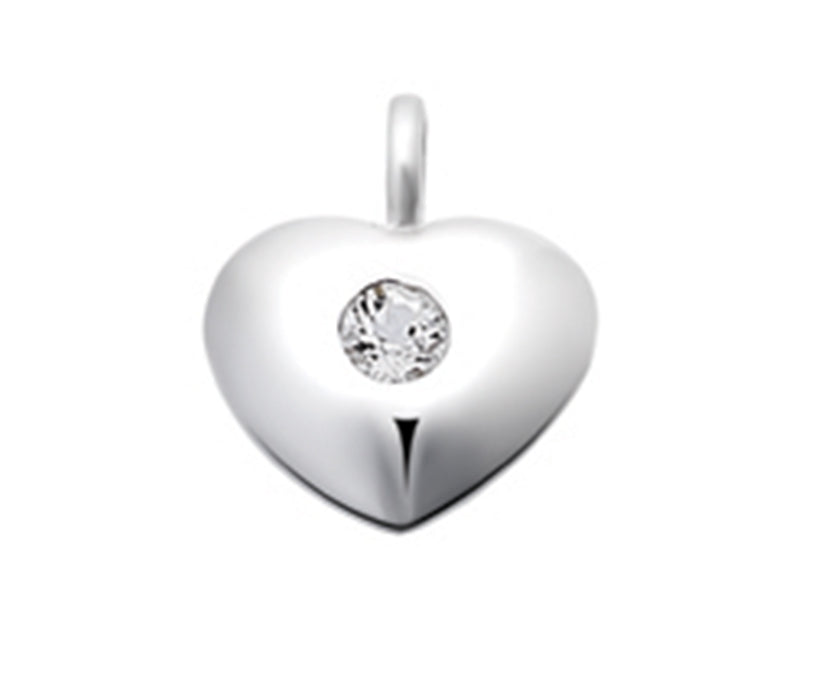 Silver heart charm white topaz