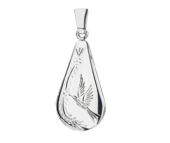 Silver Hand engraved Teardrop Locket
