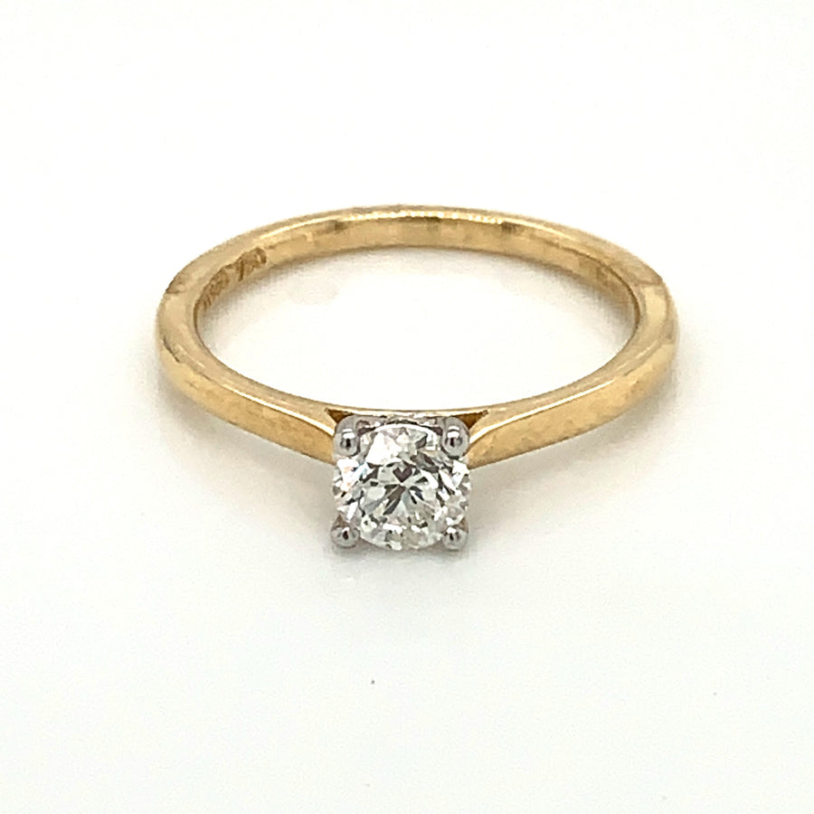 18 ct Yellow Gold 0.50 ct Platinum Head Diamond Solitaire Ring ENG32098