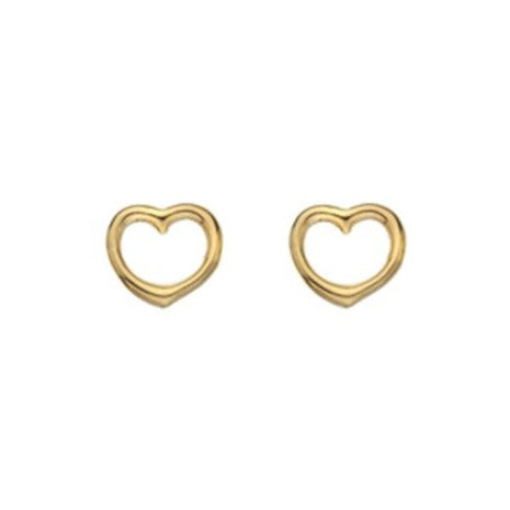 9ct Yellow Gold Open Heart Stud