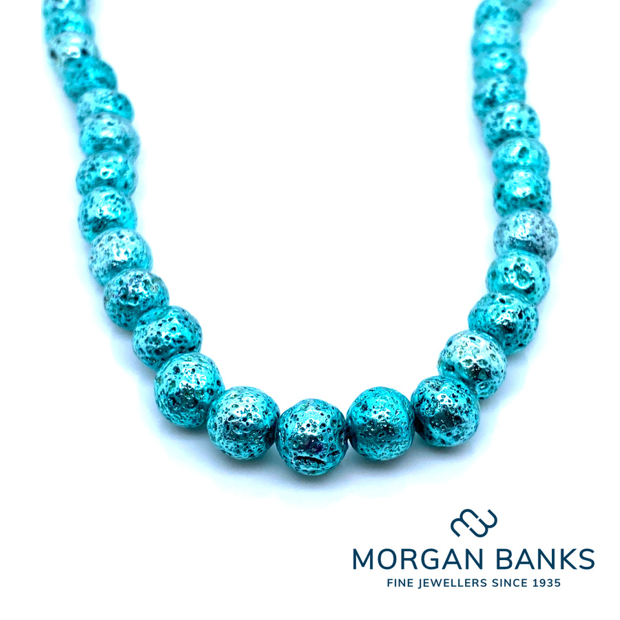 Morgan Banks Green 8mm Lava Bead Necklace