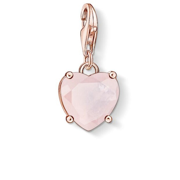 Thomas Sabo Charm Rose gold plated pendant Heart with Rose quartz, pink