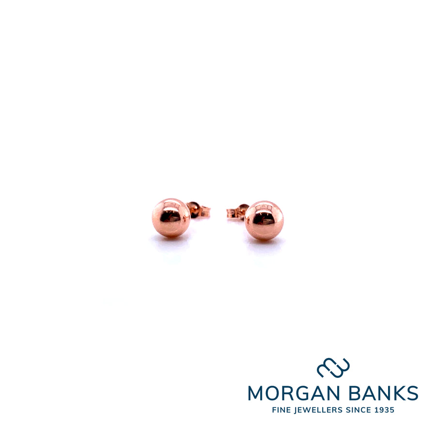 9ct Rose Gold 6mm Ball Stud Earrings GB6R