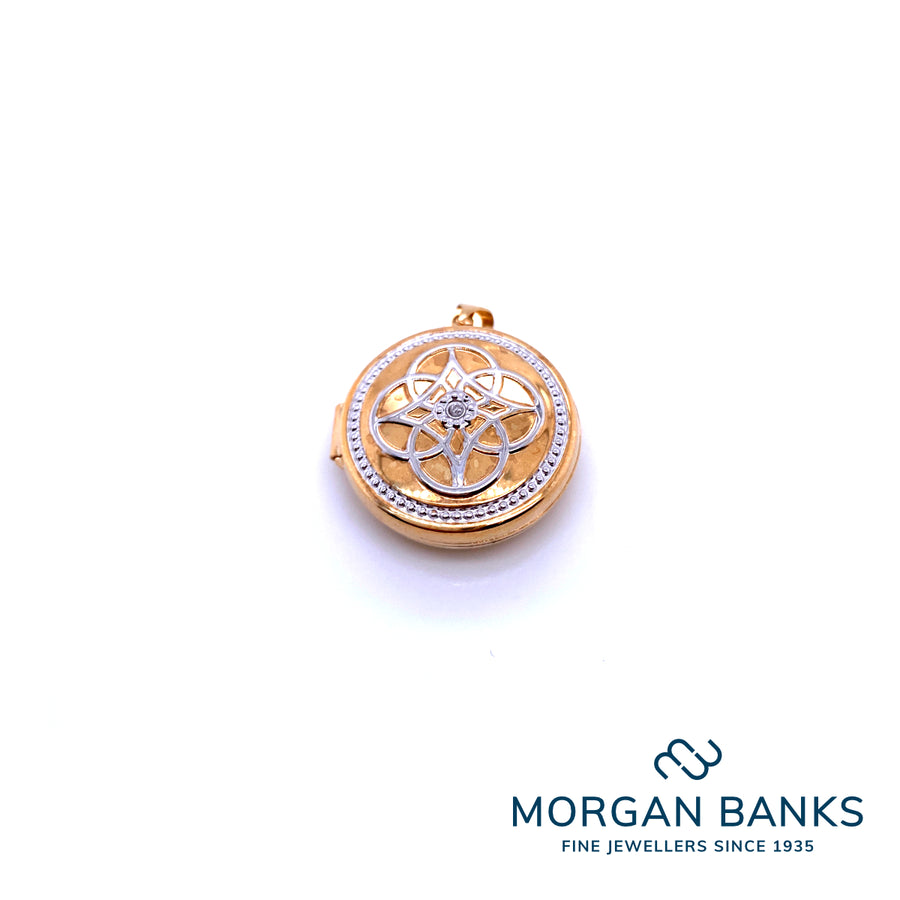 9ct Round, Celtic Design Diamond 0.005 Locket GL106