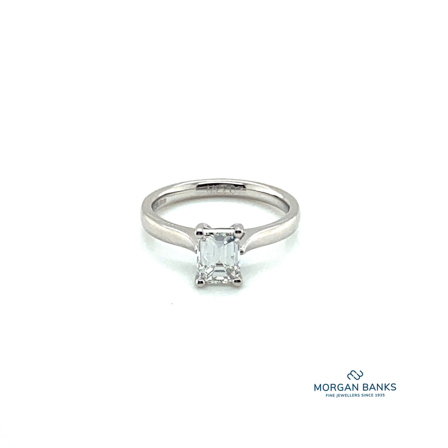 Platinum Emerald Cut Diamond Ring 1.00ct F SI1