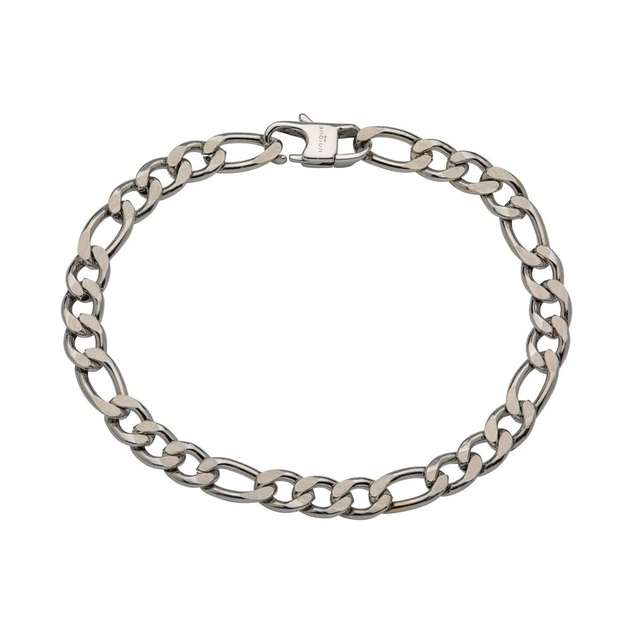 Stainless Steel Figaro Bracelet Matte and polished width 7mm LAB-182/21CM