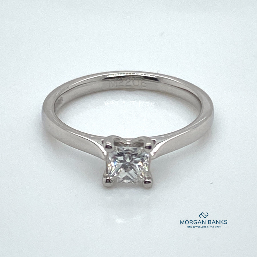Platinum Princess Cut Diamond Ring .52ct F VS1 M2206