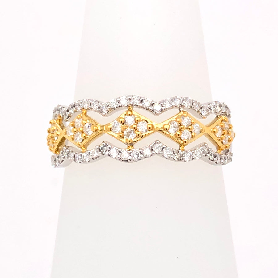 9ct 0.40ct Diamond and Gold three row Band Ring 91382R040-9Y