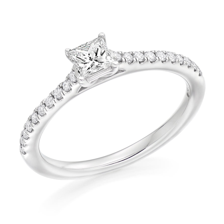 The Raphael Collection Platinum Princess shaped Diamond Engagement Ring ENG6951 SMT