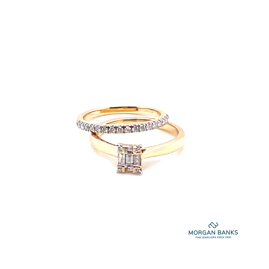 9ct Yellow Gold Bridal Set .35ct Diamond Bridal set 9829R035