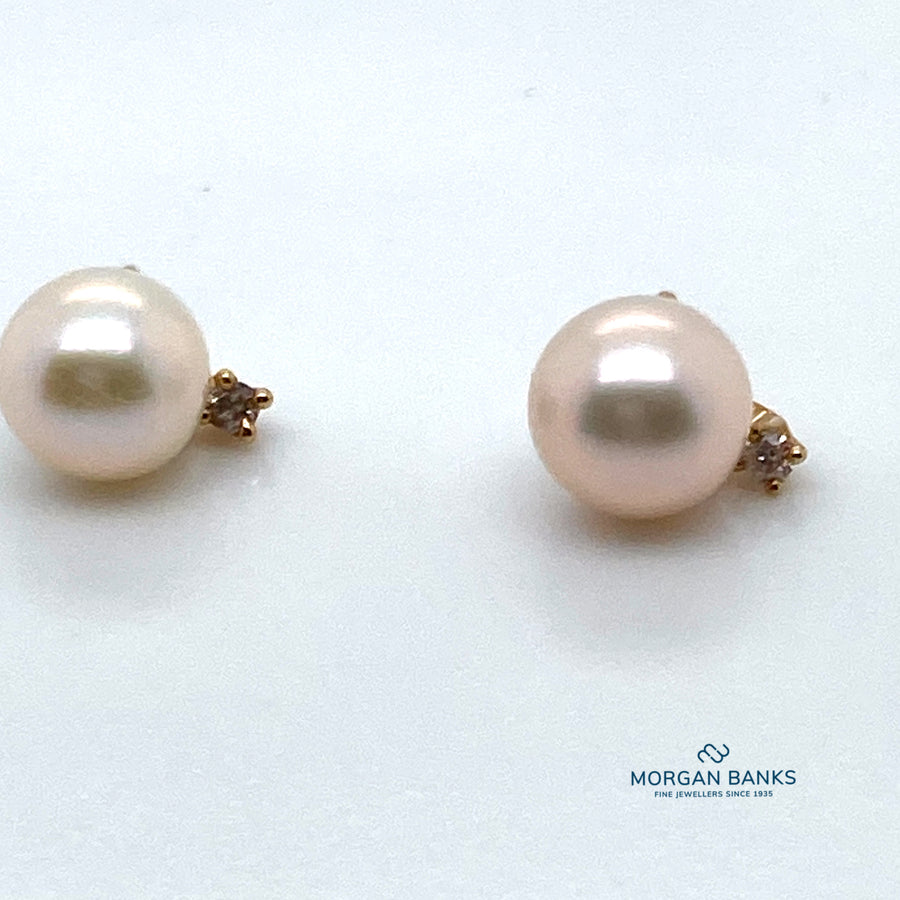 9ct Gold Pearl and Diamond Earrings ER5MMD