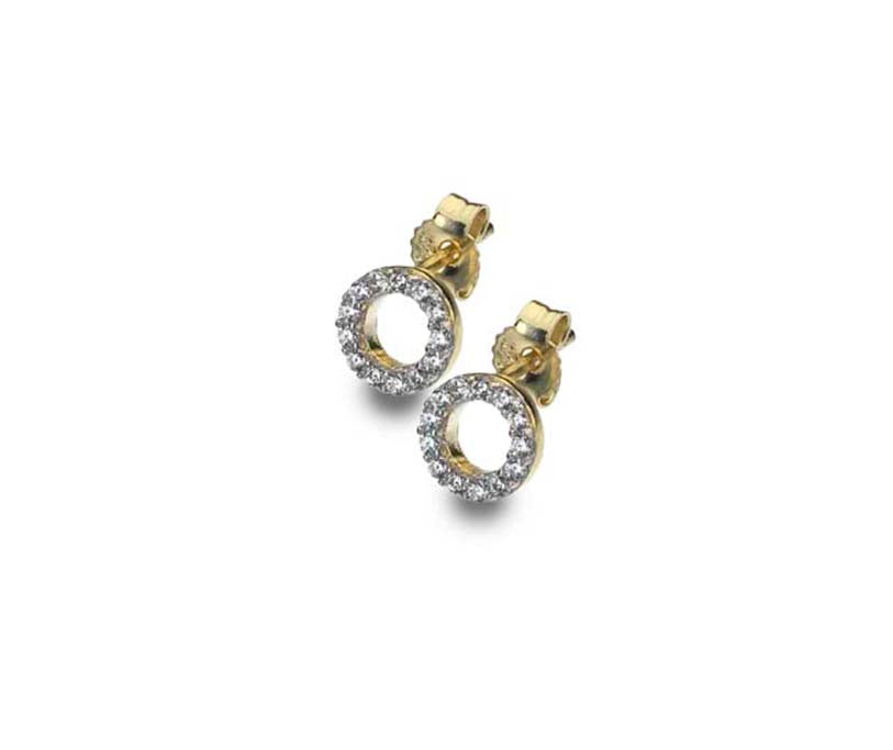 9ct Yellow Curteis Collection 27 CZ set open circle earrings