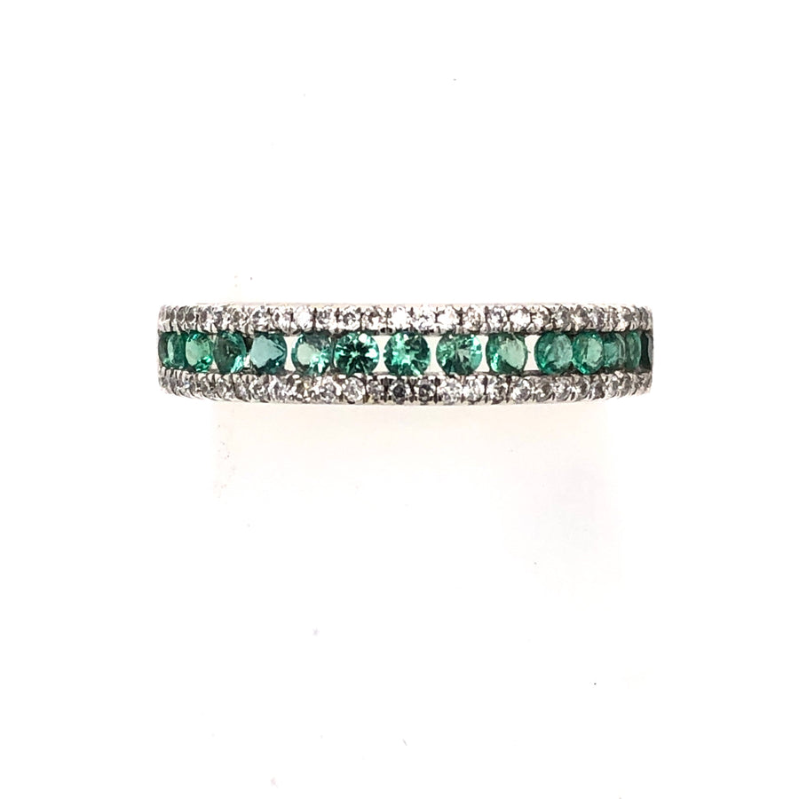 Morgan Banks 9ct White Gold Diamond And Emerald Channel Set 0.65ct 1/2 ET Ring 9166r065ER025E