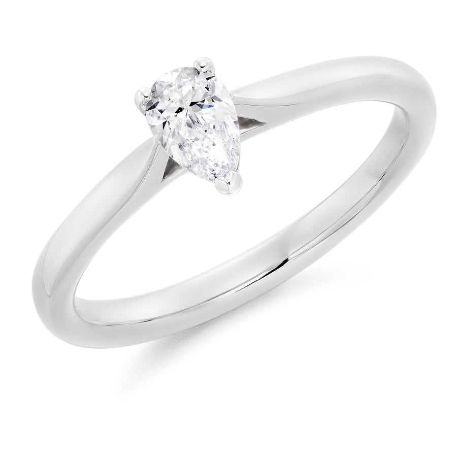 Platinum Pear Cut Diamond Engagement Ring 0.32ct E, VS1
