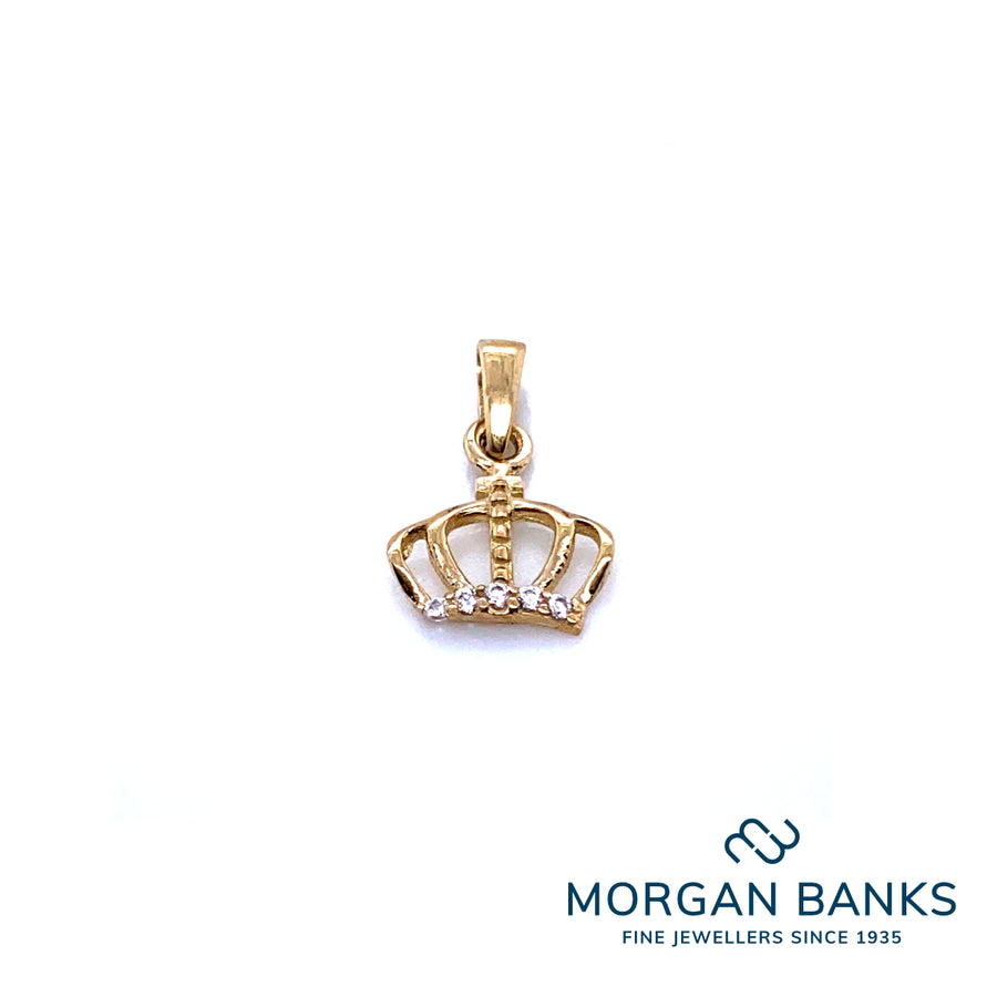 9ct Yellow Gold Crown with CZ Pendant PD611